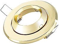 Lunartec Schwenkbare Lampen-Einbaufassung 4er-Set MR-16/GU5.3, gold; LED-Solar-Außenlampen mit PIR-Sensoren (neutralweiß) 