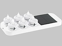 Lunartec 6 LED-Akku-Teelichte mit Dekogläsern & Solar-Ladestation