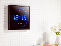Lunartec LED-Funk-Wanduhr mit Sekunden-Lauflicht durch blaue LEDs; 3D-Wand- und Tischuhren mit 7-Segment-LED-Anzeigen 3D-Wand- und Tischuhren mit 7-Segment-LED-Anzeigen 3D-Wand- und Tischuhren mit 7-Segment-LED-Anzeigen