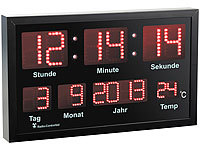 Lunartec LED-Funk-Tisch und Wanduhr mit Datum und Temperatur, 412 rote LEDs