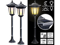 Lunartec 2er-Set Solar-LED-Standlaterne mit Flammeneffekt, 64 cm Höhe, IP44