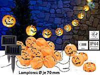 Lunartec 2er-Set Solar-Lichterketten mit 10 LED-Lampions, Halloween-Kürbis-Look; LED-Solar-Lichterketten (warmweiß) LED-Solar-Lichterketten (warmweiß) LED-Solar-Lichterketten (warmweiß) LED-Solar-Lichterketten (warmweiß) 