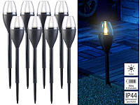 Lunartec 8er-Set Solar-Akku-Gartenfackeln, LED in Flammen-Optik,