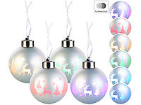 Lunartec Christbaumkugeln mit Farbwechsel-LEDs, Ø 8cm, 4er-Set; Kabellose LED-Weihnachtsbaumkerzen mit Fernbedienung Kabellose LED-Weihnachtsbaumkerzen mit Fernbedienung 