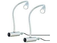 Lunartec 2er Pack Ultrahelle LED-Lampe mit Metall-Schwanenhals für Bettbefest.; Stehlampen Stehlampen Stehlampen Stehlampen 