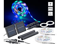 Lunartec 2er-Set Solar-LED-Streifen, 90 LEDs in Pink, Grün & Blau, 3m, IP65; LED-Lichtbänder LED-Lichtbänder LED-Lichtbänder LED-Lichtbänder 