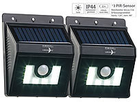 Lunartec 2er-Set Solar-LED-Wandleuchten mit Bewegungsmelder, Dimm-Funktion; LED-Solar-Wegeleuchten LED-Solar-Wegeleuchten LED-Solar-Wegeleuchten LED-Solar-Wegeleuchten