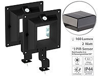 Lunartec 2er-Set Solar-LED-Dachrinnenleuchten mit PIR-Sensor, 160 lm, schwarz; LED-Solar-Wegeleuchten LED-Solar-Wegeleuchten LED-Solar-Wegeleuchten