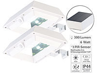 Lunartec 2er-Set 2in1-Solar-LED-Dachrinnen-& Wandleuchten, PIR-Sensor, weiß