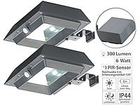 Lunartec 2er-Set 2in1-Solar-LED-Dachrinnen & Wandleuchten, je 300 lm, schwarz; LED-Solar-Außenlampen mit PIR-Sensoren (neutralweiß) LED-Solar-Außenlampen mit PIR-Sensoren (neutralweiß) LED-Solar-Außenlampen mit PIR-Sensoren (neutralweiß) LED-Solar-Außenlampen mit PIR-Sensoren (neutralweiß) 