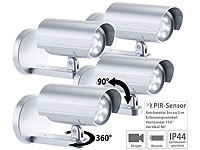 Lunartec 4er-Set 2in1-Dummy-Außen-Kameras & -Leuchten mit Bewegungsmelder, IP44