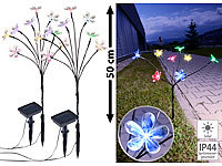 Lunartec 2er-Set Solar-LED-Lichtersträucher mit je 8 Blüten und Erdspieß, 50 cm; LED-Solar-Wegeleuchten LED-Solar-Wegeleuchten 