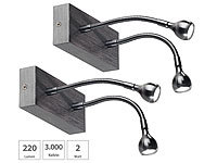 Lunartec 2er-Set LED-Bett und Lese-Doppel-Leuchten mit Schwanenhals, 2 Watt; Stehlampen Stehlampen Stehlampen 
