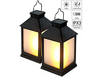 Lunartec 2er-Set Solar-Gartenlaternen, 12 Flammeneffekt-LEDs, Lichtsensor, Akku; Petroleum-Sturmlaternen Petroleum-Sturmlaternen Petroleum-Sturmlaternen 
