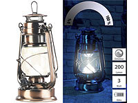 Lunartec Ultra helle LED-Sturmlampe mit Akku, 200 Lm, 3W, warmweiß, bronze; Petroleum-Sturmlaternen Petroleum-Sturmlaternen Petroleum-Sturmlaternen