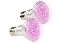 Lunartec 2er-Set LED-Pflanzenlampen mit je 48 LEDs, 50 Lumen, E27