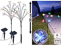 Lunartec 2er-Set Solar-LED-Lichtersträucher mit 8 Blüten und Erdspieß, 50 cm