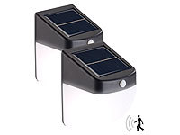 Lunartec 2er-Set LED-Solar-Wandleuchten mit PIR-Bewegungsmelder, 30 Lumen, 1 W