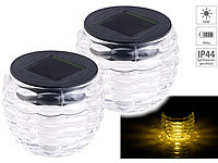 Lunartec 2er-Set Solar-LED-Windlichter "Liora", Glas, Lichtmuster, IP44, Ø 8 cm; LED Lichtschläuche LED Lichtschläuche LED Lichtschläuche 