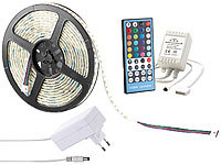 Lunartec LED-Streifen LX-500A, 5 m, RGBW, Outdoor, Netzteil & Fernbed.; LED-Lichtbänder 