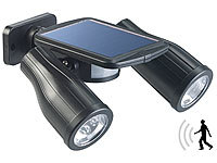 Lunartec Solar-Strahler mit 2 LED-Lampen und PIR-Sensor, IP44