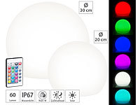 Lunartec 2er-Set Solar-LED-Leuchtkugeln mit Fernbedienung, Ø 20 cm + Ø 30 cm