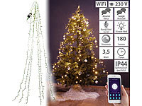 Lunartec WLAN-Tannenbaum-Überwurf-Lichterkette mit App, 6 Girlanden, 180 LEDs; Kabellose, dimmbare LED-Weihnachtsbaumkerzen mit Fernbedienung und Timer 