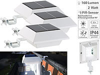 Lunartec Solar-LED-Dachrinnenleuchte, 160 lm, 2 W, PIR-Sensor, weiß, 3er-Set; LED-Solar-Wegeleuchten LED-Solar-Wegeleuchten LED-Solar-Wegeleuchten