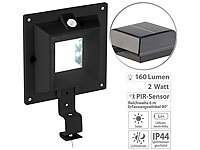 Lunartec Solar-LED-Dachrinnenleuchte mit PIR-Sensor, 160 lm, 2 W, IP44, schwarz