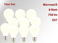 Lunartec SMD-LED-Lampe, E27, 360°, 8 Watt, 750 Lumen, warmweiß, 10er-Set; LED-Batterieleuchten mit Bewegungsmelder LED-Batterieleuchten mit Bewegungsmelder 