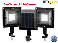 Lunartec 3er-Set Solar-LED-Dachrinnenleuchten, 6 SMD-LEDs, 20 lm, IP44, schwarz; LED-Solar-Wegeleuchten LED-Solar-Wegeleuchten LED-Solar-Wegeleuchten 