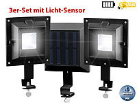 Lunartec 3er-Set Solar-LED-Dachrinnenleuchten, 6 SMD-LEDs, 20 lm, IP44, schwarz