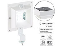 Lunartec Solar-LED-Dachrinnenleuchte mit PIR-Sensor, 160 lm, 2 Watt, IP44, weiß; LED-Solar-Wegeleuchten LED-Solar-Wegeleuchten LED-Solar-Wegeleuchten 