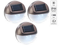 Lunartec 3er-Set Solar-LED-Zaunleuchte für Hauswand & Treppe, Lichtsensor, IP44