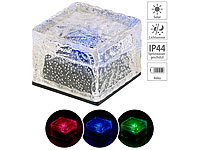 Lunartec Solar-RGB-LED-Glasbaustein mit Dämmerungsssensor, 7 x 5,4 x 7 cm, IP44; LED-Solar-Wegeleuchten LED-Solar-Wegeleuchten LED-Solar-Wegeleuchten 
