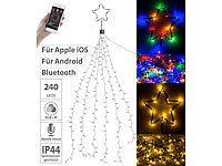 Lunartec Christbaum-Überwurf-Lichterkette, 240 RGBW-LEDs, Bluetooth & App, IP44