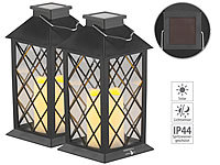 Lunartec Solar-Laterne mit Deko-Kerze und Flammen-Effekt-LED, 2er-Set; LED-Solar-Wegeleuchten LED-Solar-Wegeleuchten LED-Solar-Wegeleuchten