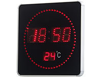 Lunartec Flache LED-Funk-Tisch & Wanduhr, Temperatur-Anzeige, rote LEDs