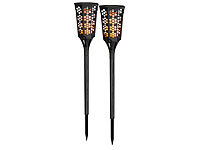 Lunartec 2er-Set LED-Solar-Gartenfackeln mit Flammen-Effekt und Akku, 78 cm