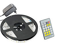 Lunartec LED-Streifen LE-500WMN, weiß/warmw., Innen, Netzteil, Fernbed; Solar-LED-Streifen, TV Hintergrundbeleuchtungen 