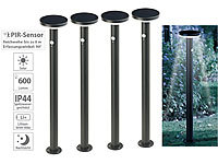 Lunartec 4er-Set Premium-LED-Solar-Wegeleuchte, PIR-Sensor, Nachtlicht, 600 lm