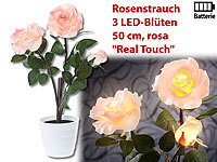 Lunartec LED-Rosenstrauch "Real Touch" mit 3 LED-Blüten, 50 cm, rosa