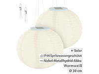 Lunartec 2er Set Solar-LED-Lampions, Dämmerungs-Sensor, IP44, warmweiß, Ø 30 cm