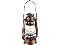 Lunartec LED-Sturmleuchte im Öllampen-Design, Flammen-Imitation, bronzefarben