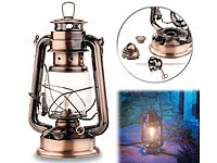 Lunartec Nostalgische Petroleum-Sturmlaterne mit Glaskolben, bronze, 24 cm; Up/Down-Lampen, LED-Sturmlampen 