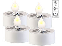 Lunartec 4er-Set Solar-LED-Teelichter mit Dämmerungs-Sensor, IP44, weiß; Akku-LED-Teelicht-Sets mit Ladestation Akku-LED-Teelicht-Sets mit Ladestation Akku-LED-Teelicht-Sets mit Ladestation 