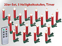 Lunartec 20er-Set LED-Weihnachtsbaum-Kerzen mit IR-Fernbedienung, rot