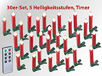 Lunartec 30er-Set LED-Weihnachtsbaum-Kerzen mit IR-Fernbedienung, rot