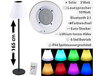 Lunartec Solar-LED-Stehleuchte, Lautsprecher, Bluetooth, 7 Farben, 50 lm, 2,4 W