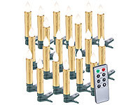 Lunartec 20er-Set LED-Weihnachtsbaumkerzen mit Fernbedienung und Timer, Gold